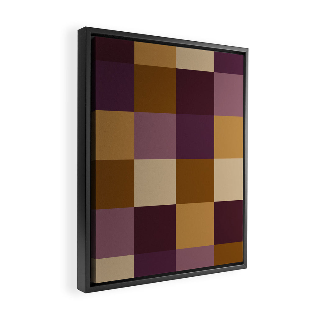 Bold Autumn Checks Pattern - Large XII Framed Canvas Print Gallery Image 2