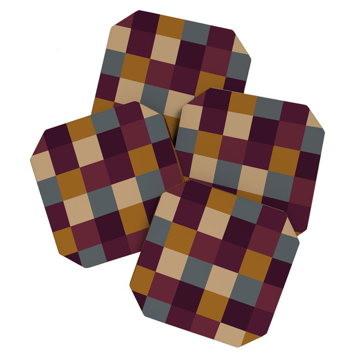 Bold Autumn Checks Pattern - Large XIII Coaster Gallery Image 1