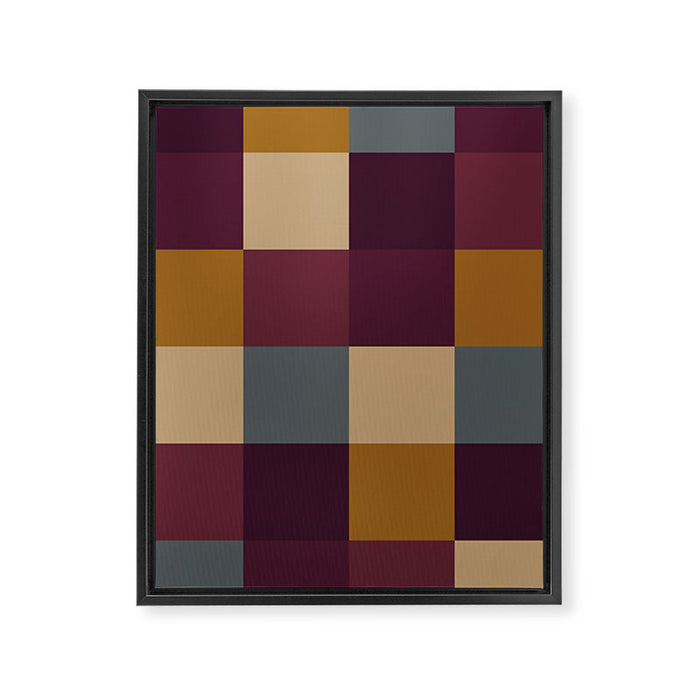 Bold Autumn Checks Pattern - Large XIII Framed Canvas Print Gallery Image 1