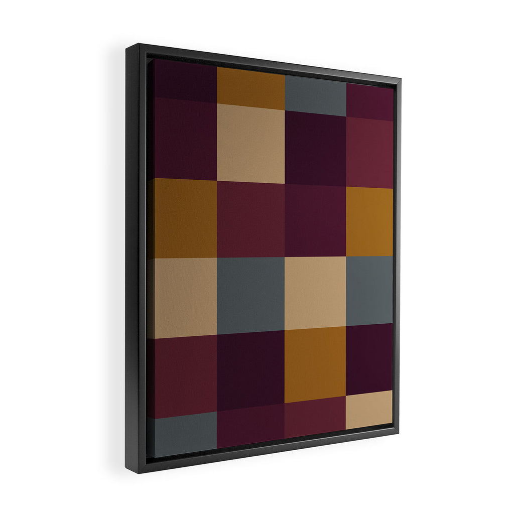 Bold Autumn Checks Pattern - Large XIII Framed Canvas Print Gallery Image 2