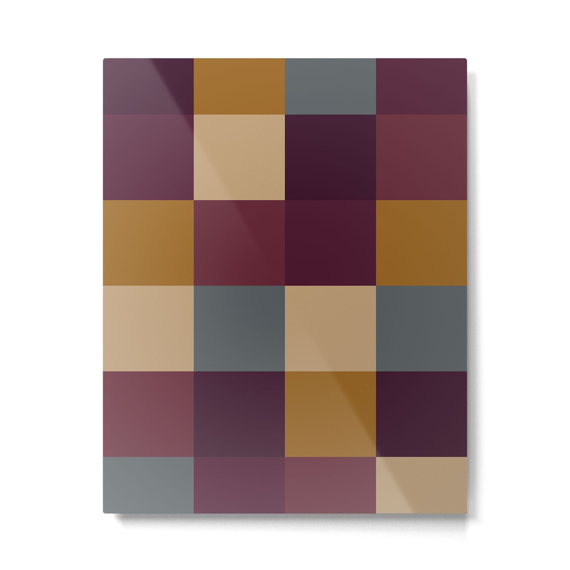 Bold Autumn Checks Pattern - Large XIII Metal Print Gallery Image 6