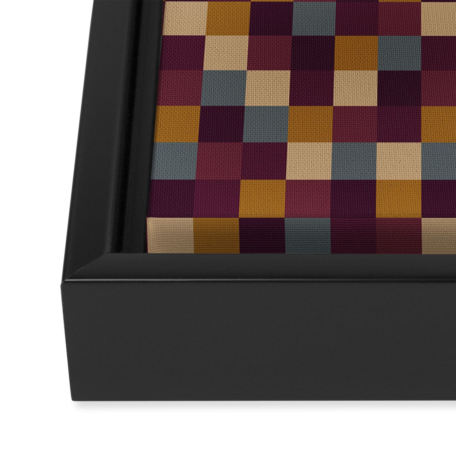 Bold Autumn Checks Pattern - Small XIII Framed Canvas Print Gallery Image 3