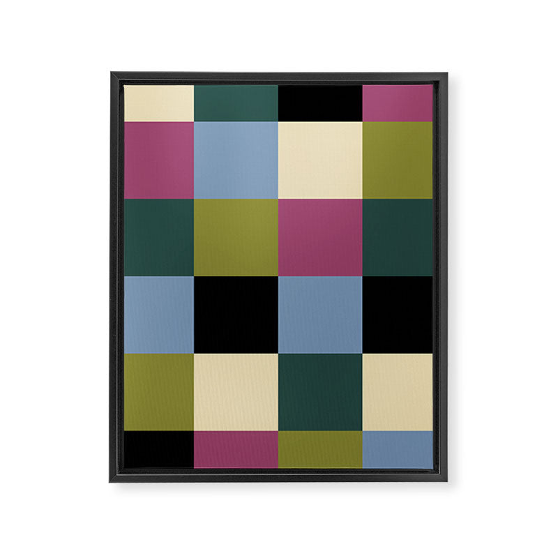 Bold Colorful Checks Pattern - Large I Framed Canvas Print Gallery Image 8