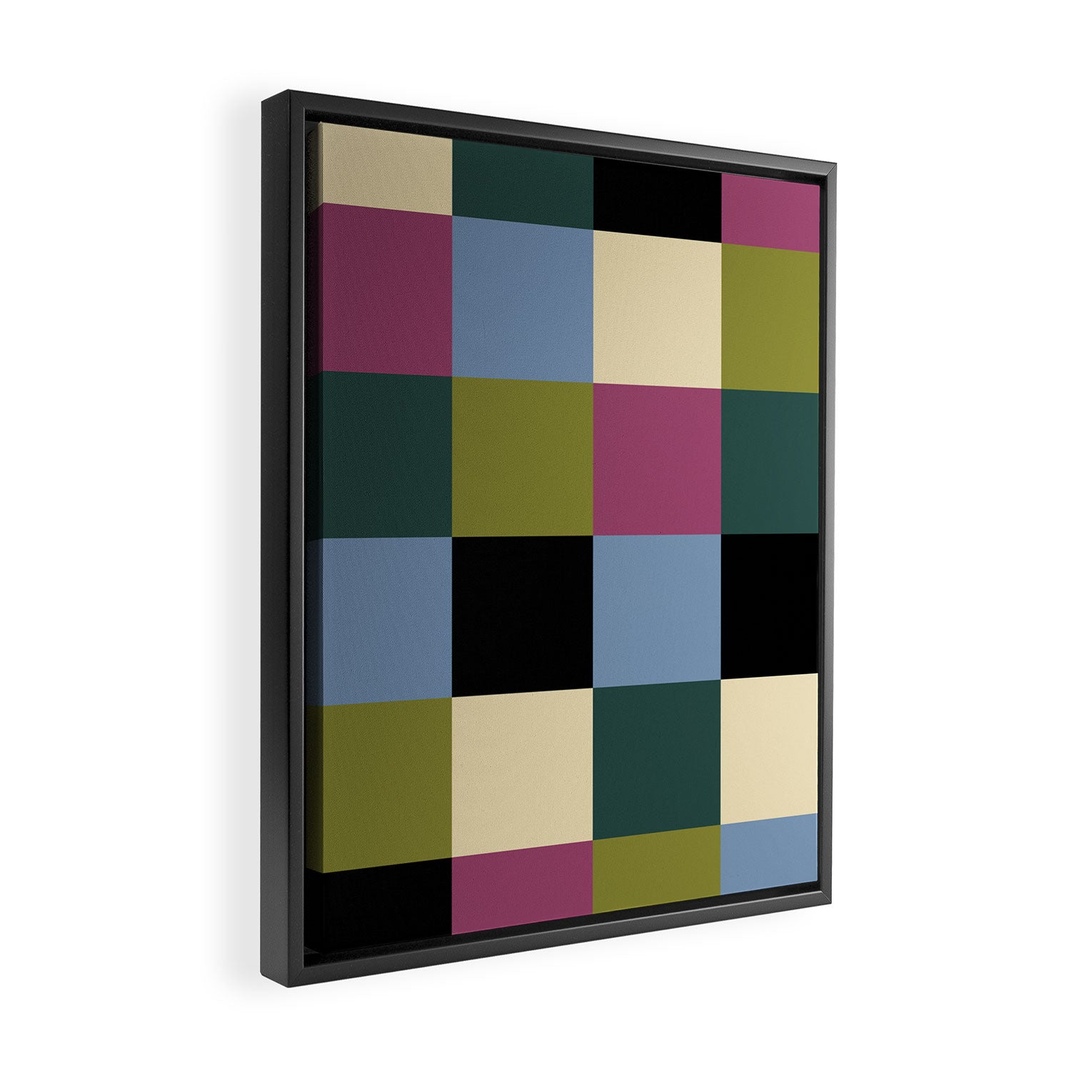Bold Colorful Checks Pattern - Large I Framed Canvas Print Gallery Image 2