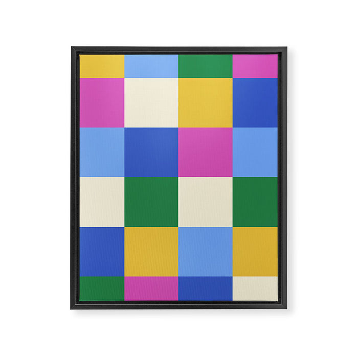 Bold Colorful Checks Pattern - Large XVI Framed Canvas Print Gallery Image 1