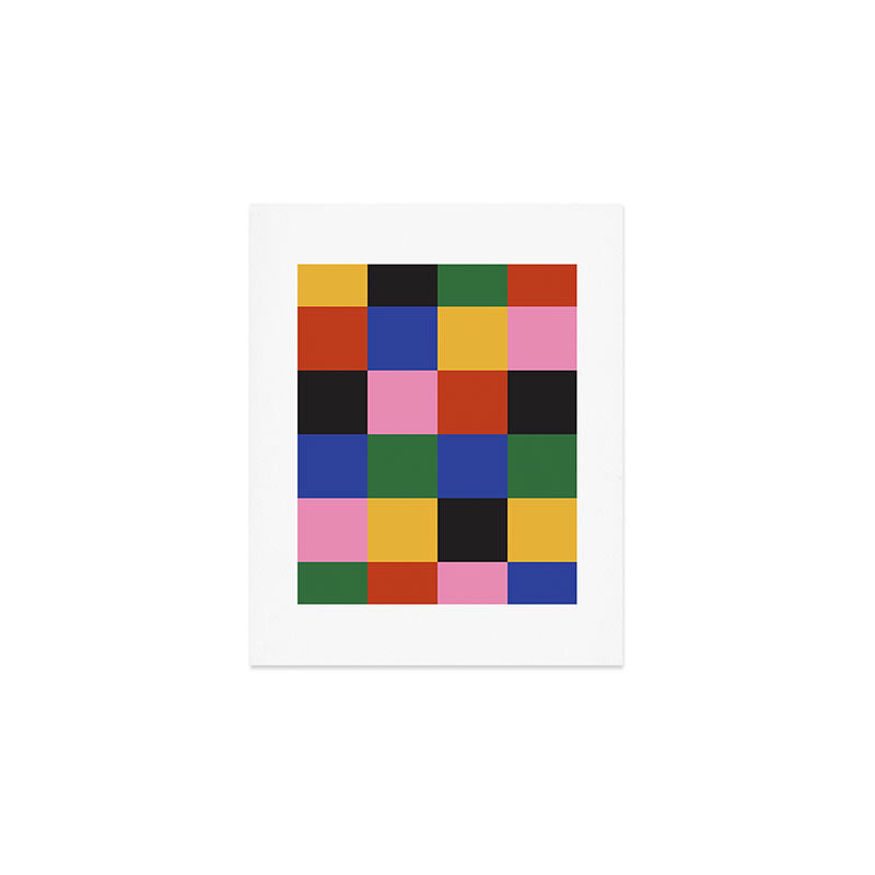 Bold Colorful Checks Pattern - Large XVII Art Print Gallery Image 1