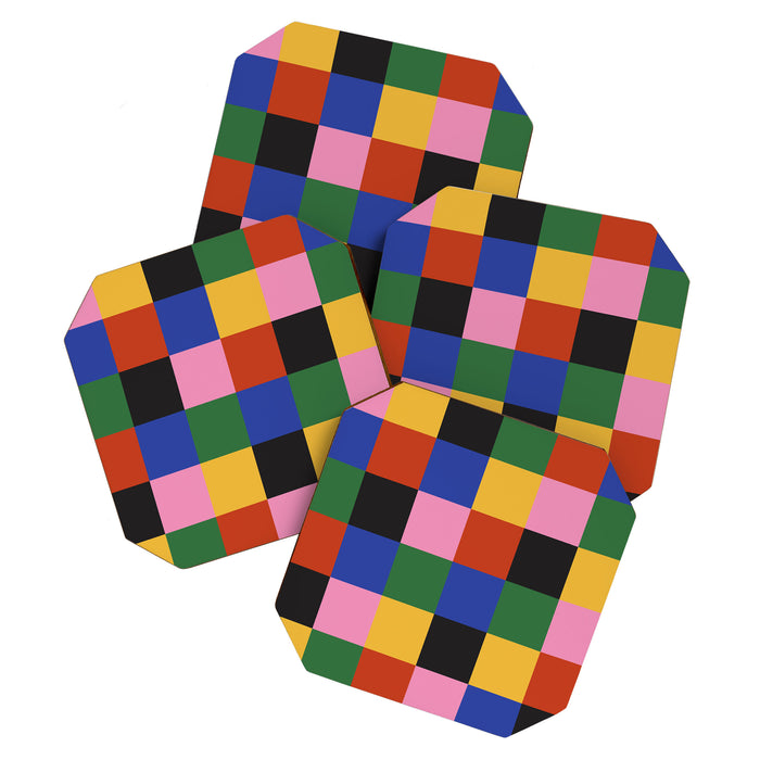 Bold Colorful Checks Pattern - Large XVII Coaster Gallery Image 1