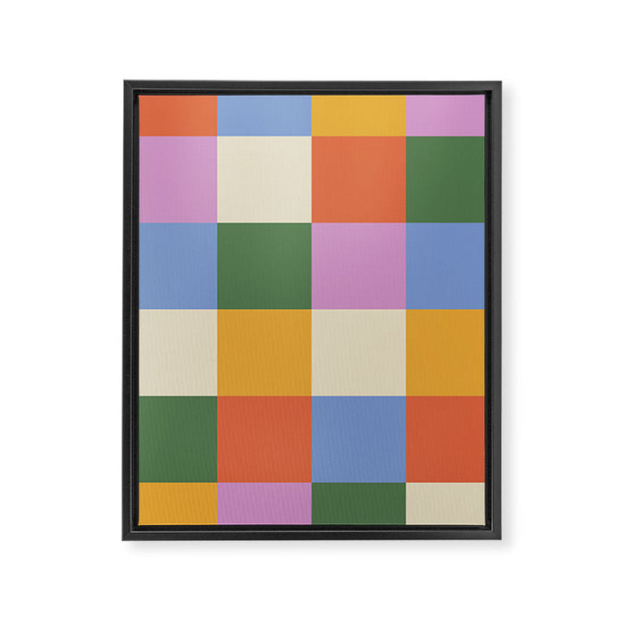 Bold Colorful Checks Pattern - Large XXXVII Framed Canvas Print Gallery Image 1