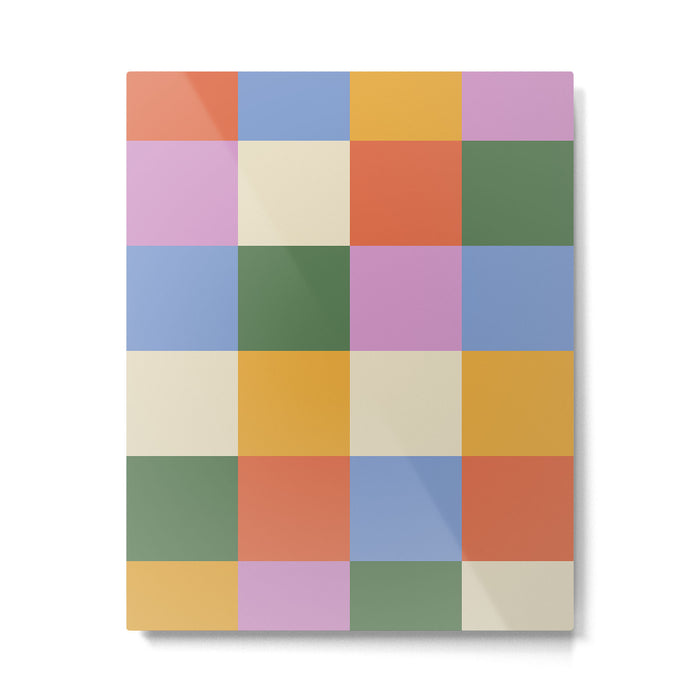 Bold Colorful Checks Pattern - Large XXXVII Metal Print Gallery Image 1