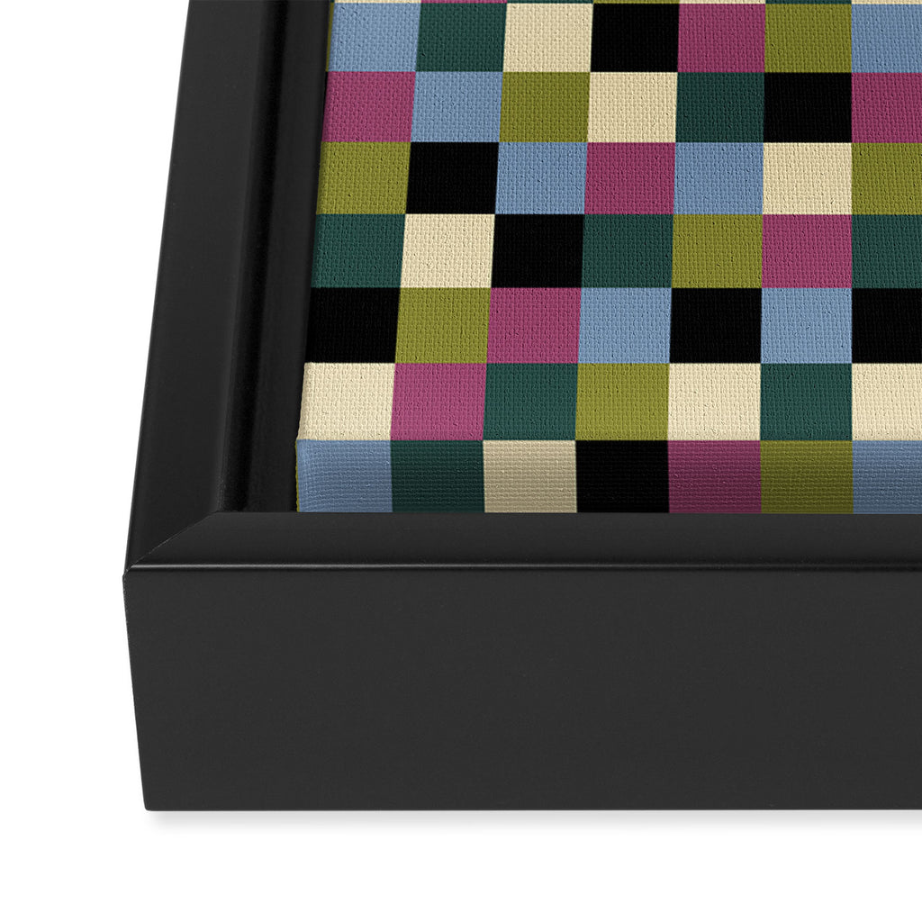 Bold Colorful Checks Pattern - Small I Framed Canvas Print Gallery Image 3