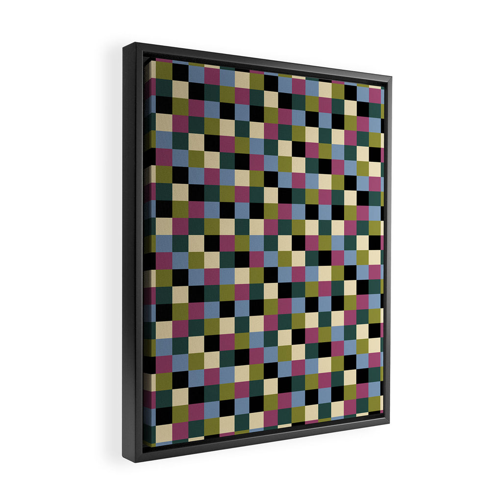 Bold Colorful Checks Pattern - Small I Framed Canvas Print Gallery Image 2
