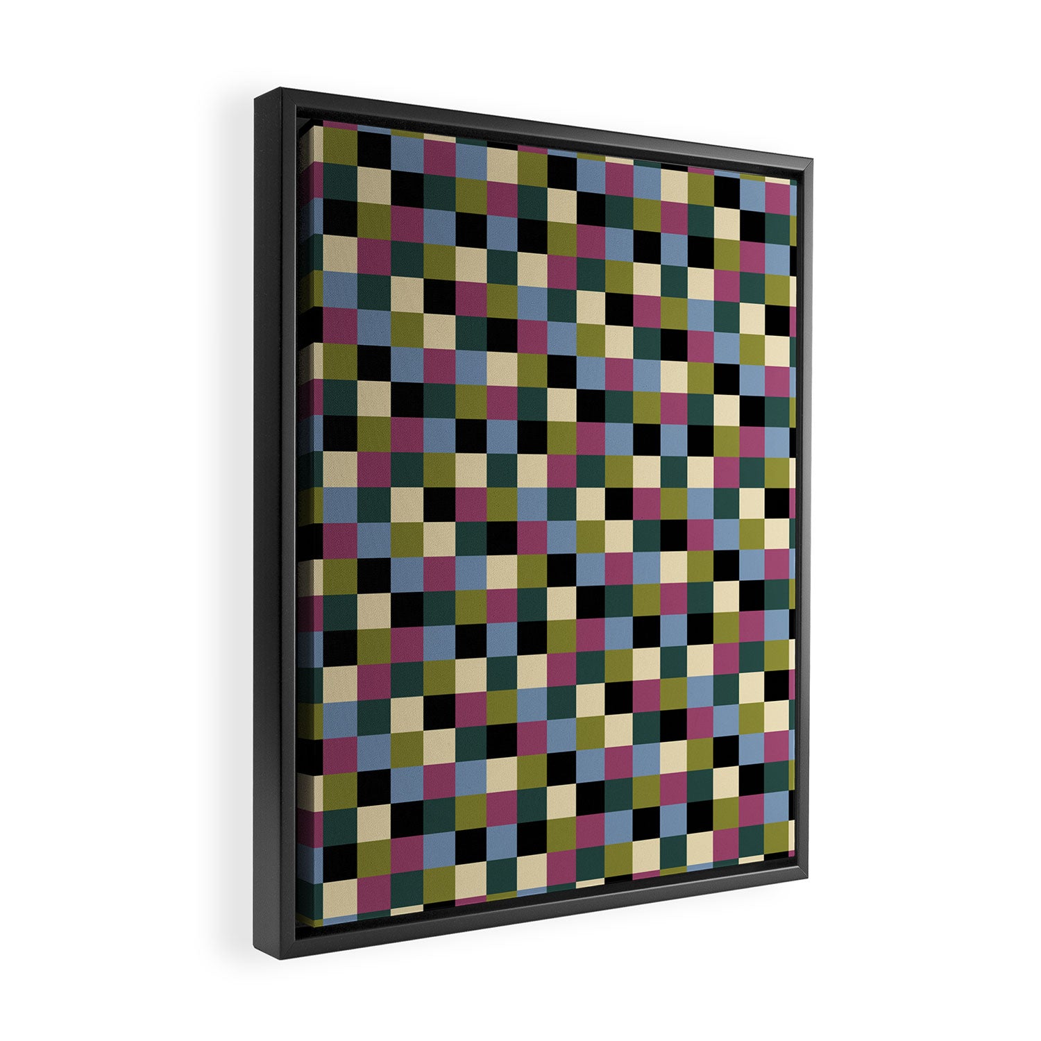 Bold Colorful Checks Pattern - Small I Framed Canvas Print Gallery Image 2