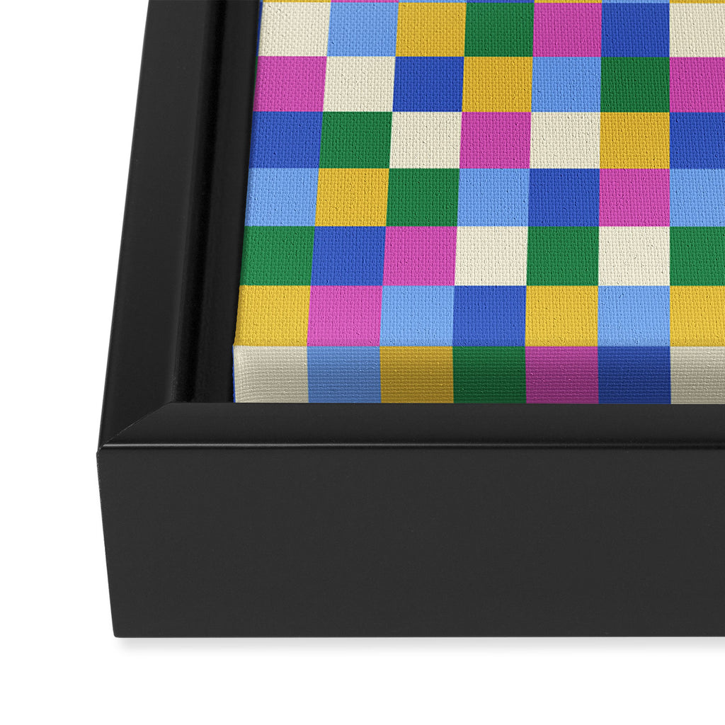 Bold Colorful Checks Pattern - Small XVI Framed Canvas Print Gallery Image 3