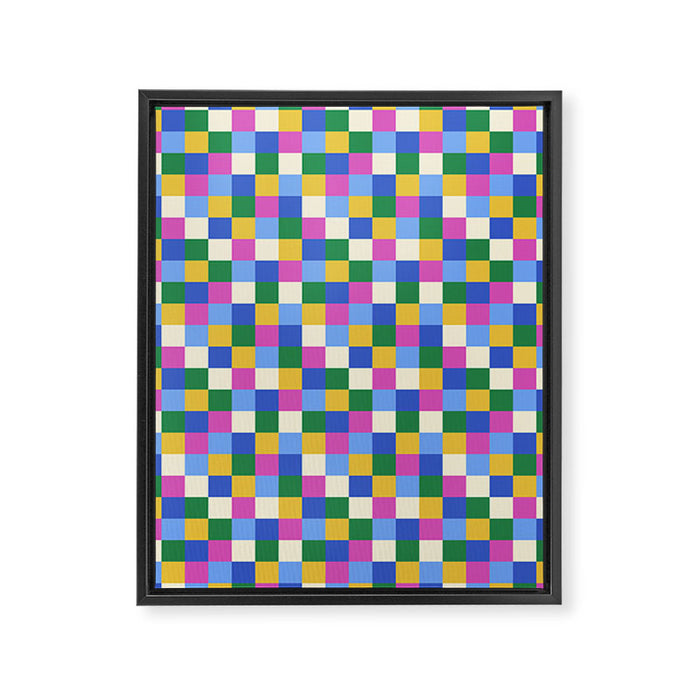 Bold Colorful Checks Pattern - Small XVI Framed Canvas Print Gallery Image 1