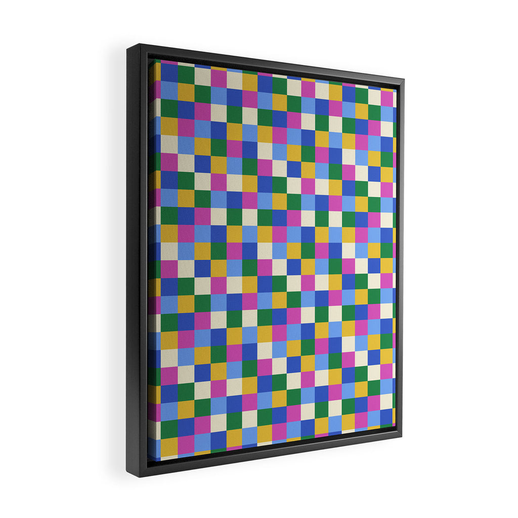 Bold Colorful Checks Pattern - Small XVI Framed Canvas Print Gallery Image 2