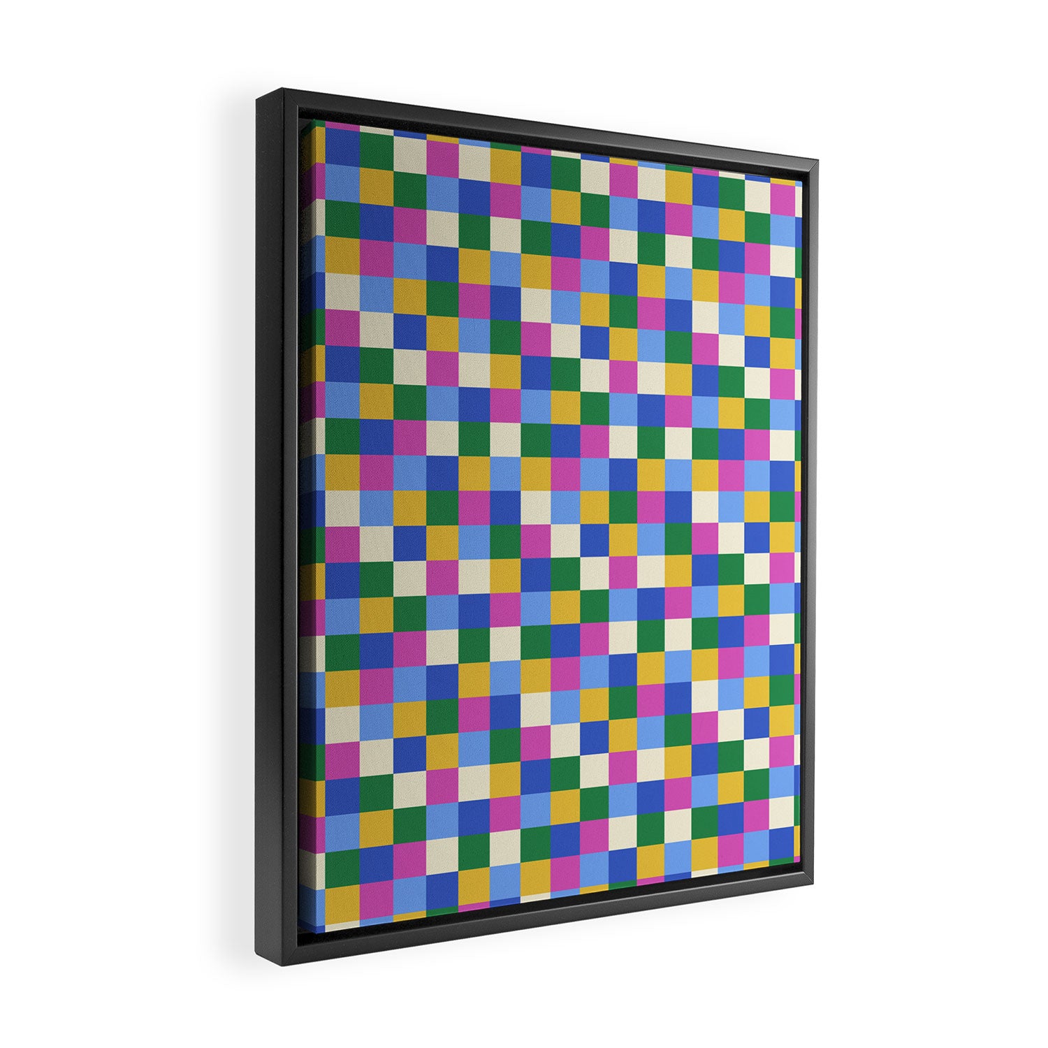Bold Colorful Checks Pattern - Small XVI Framed Canvas Print Gallery Image 2