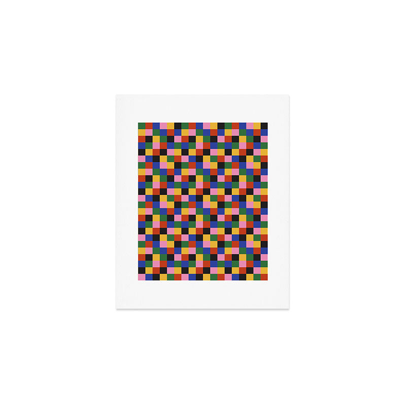 Bold Colorful Checks Pattern - Small XVII Art Print Gallery Image 1