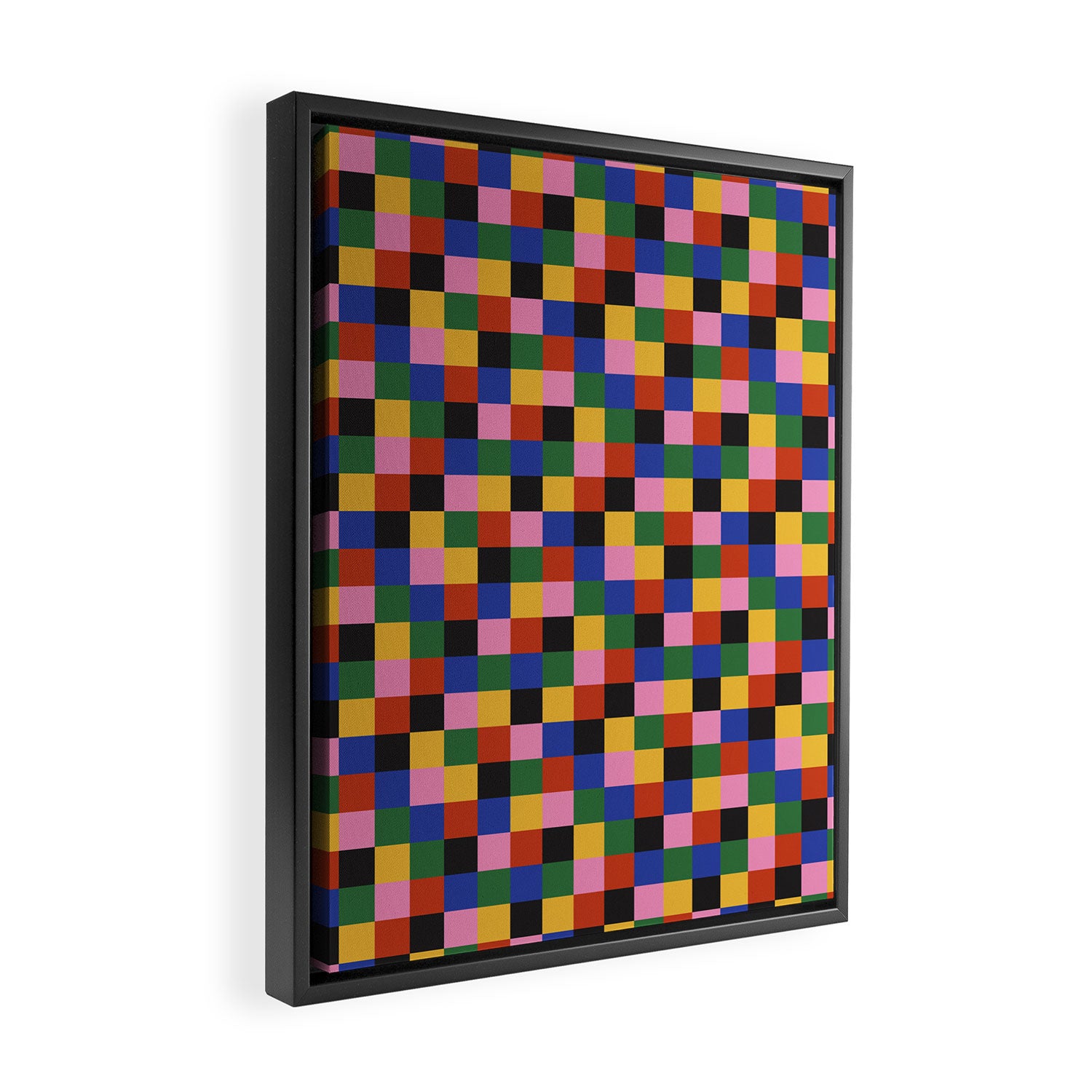 Bold Colorful Checks Pattern - Small XVII Framed Canvas Print Gallery Image 2