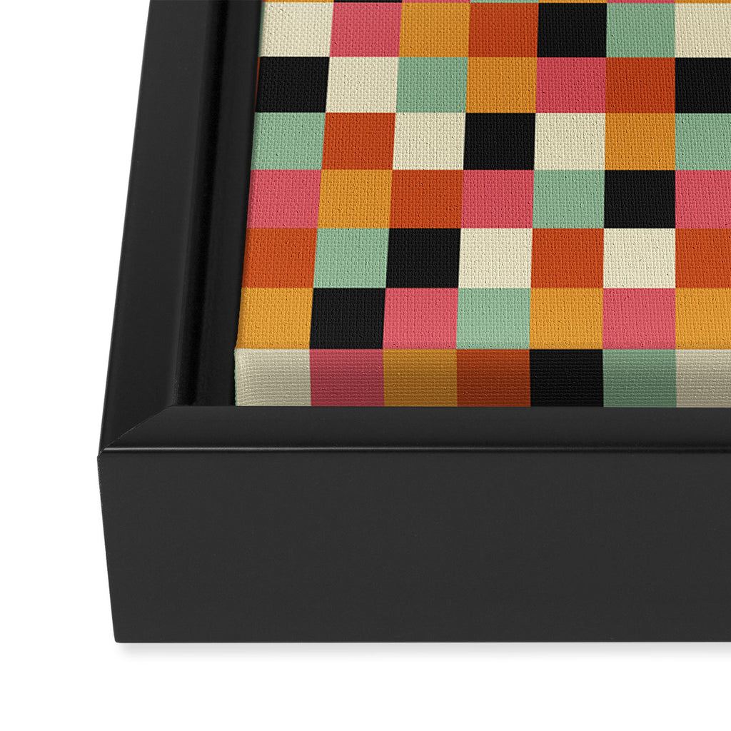 Bold Colorful Checks Pattern - Small XVIII Framed Canvas Print Gallery Image 3