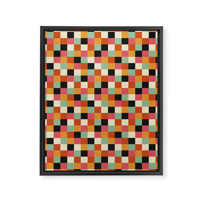 Bold Colorful Checks Pattern - Small XVIII Framed Canvas Print Gallery Image 1