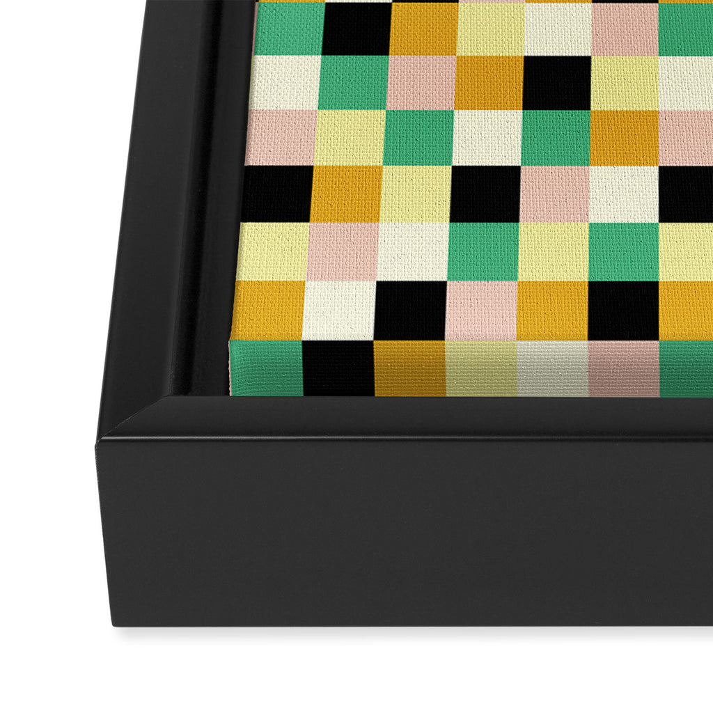 Bold Colorful Checks Pattern - Small XXXIII Framed Canvas Print Gallery Image 3
