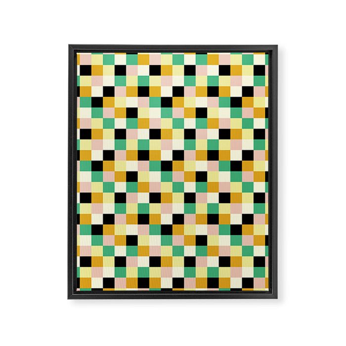 Bold Colorful Checks Pattern - Small XXXIII Framed Canvas Print Gallery Image 1