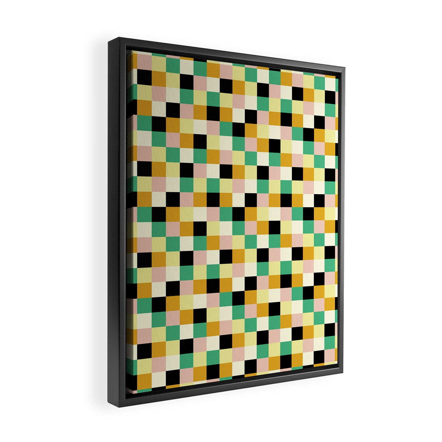 Bold Colorful Checks Pattern - Small XXXIII Framed Canvas Print Gallery Image 2