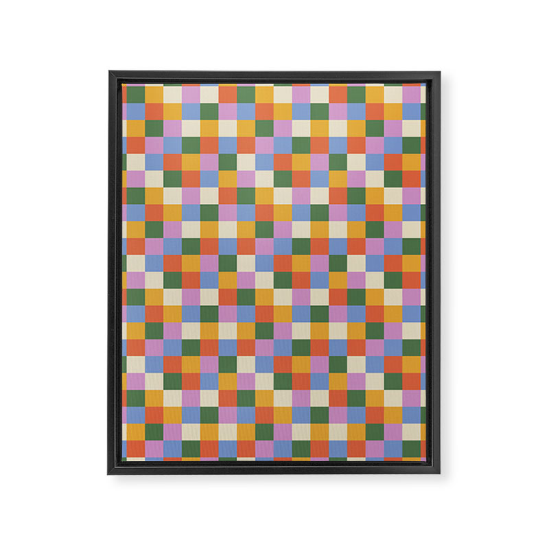 Bold Colorful Checks Pattern - Small XXXVII Framed Canvas Print Gallery Image 8