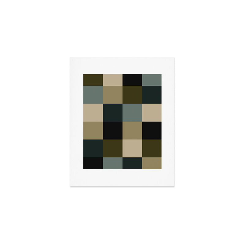 Bold Earthy Checks Pattern - Large IV Art Print Gallery Image 1