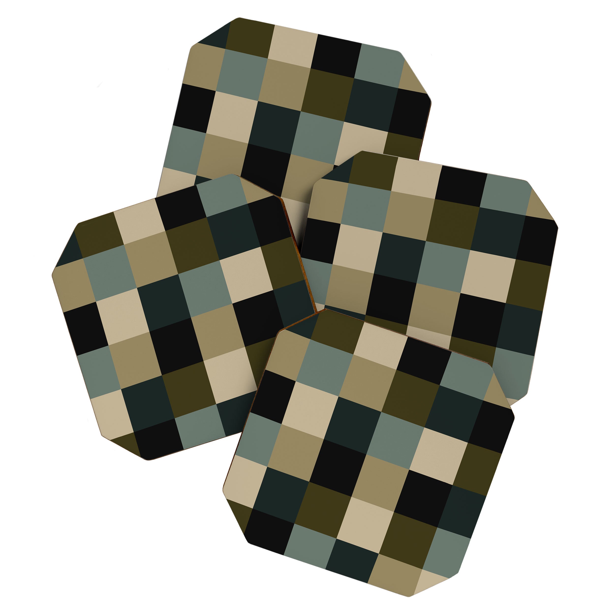 Bold Earthy Checks Pattern - Large IV Coaster Gallery Image 1