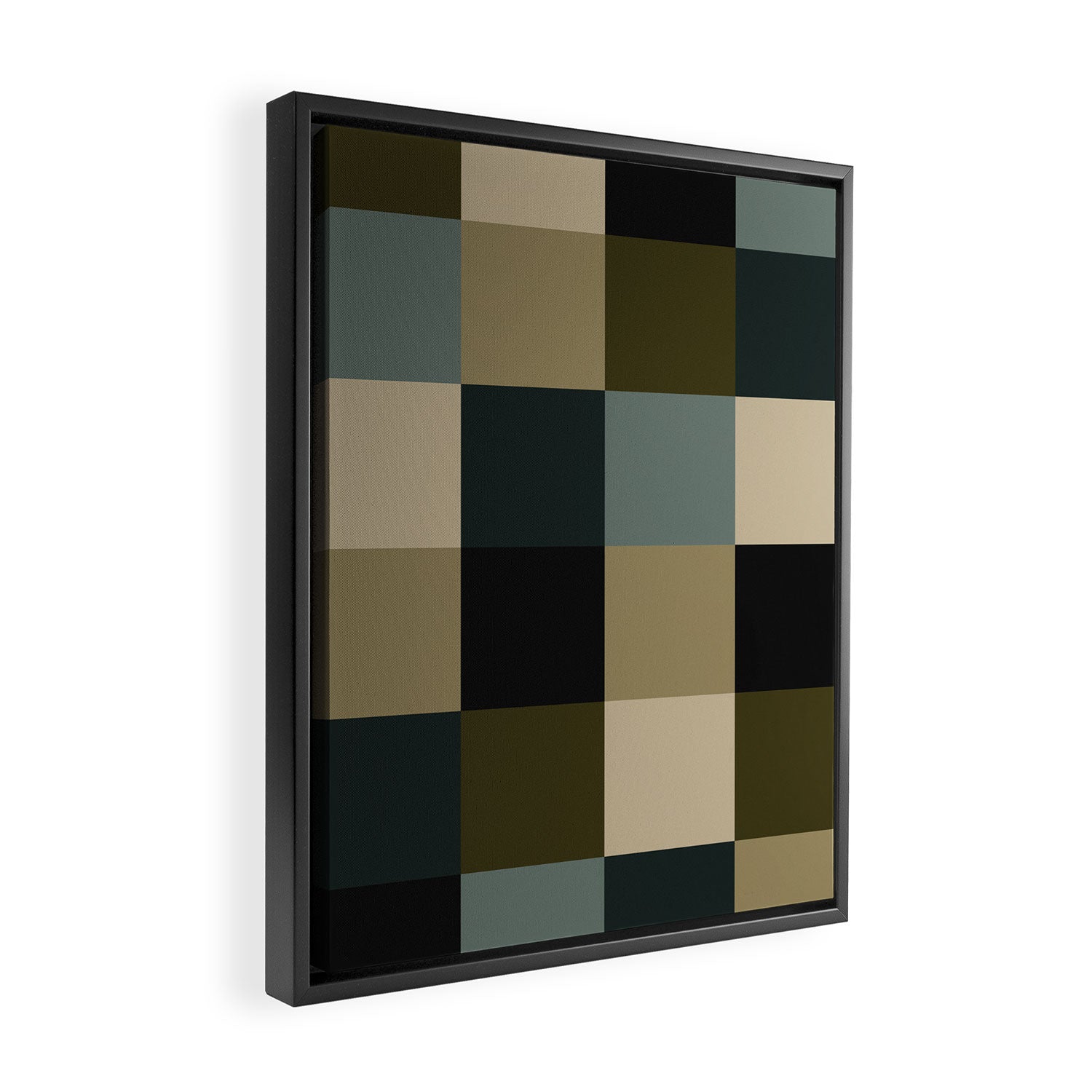 Bold Earthy Checks Pattern - Large IV Framed Canvas Print Gallery Image 2