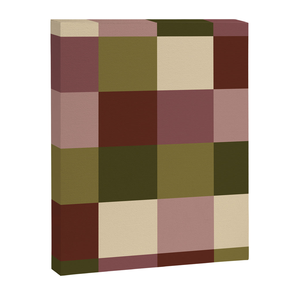 Bold Earthy Checks Pattern - Large V Canvas Print Gallery Image 8