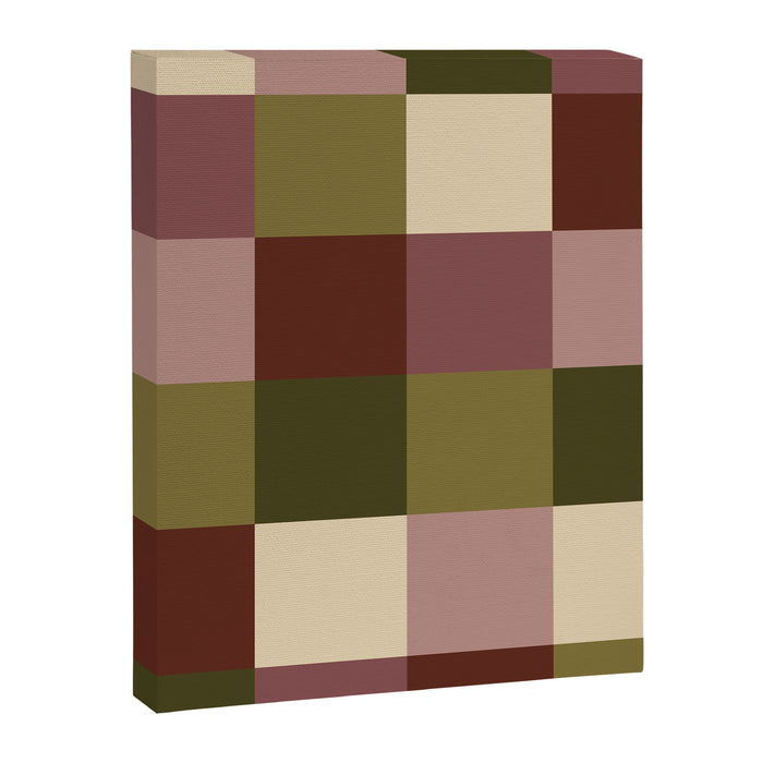Bold Earthy Checks Pattern - Large V Canvas Print Gallery Image 1