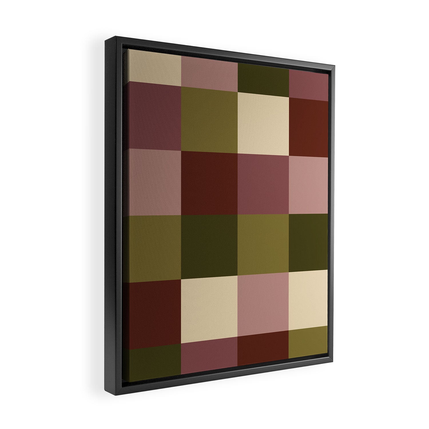 Bold Earthy Checks Pattern - Large V Framed Canvas Print Gallery Image 2