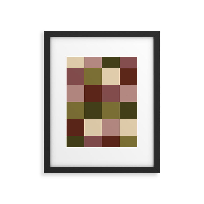 Bold Earthy Checks Pattern - Large V Framed Art Print Gallery Image 6