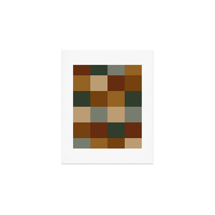 Bold Earthy Checks Pattern - Large VI Art Print Gallery Image 1