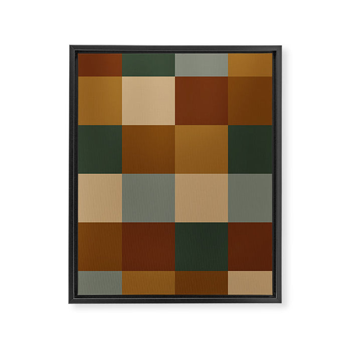 Bold Earthy Checks Pattern - Large VI Framed Canvas Print Gallery Image 1