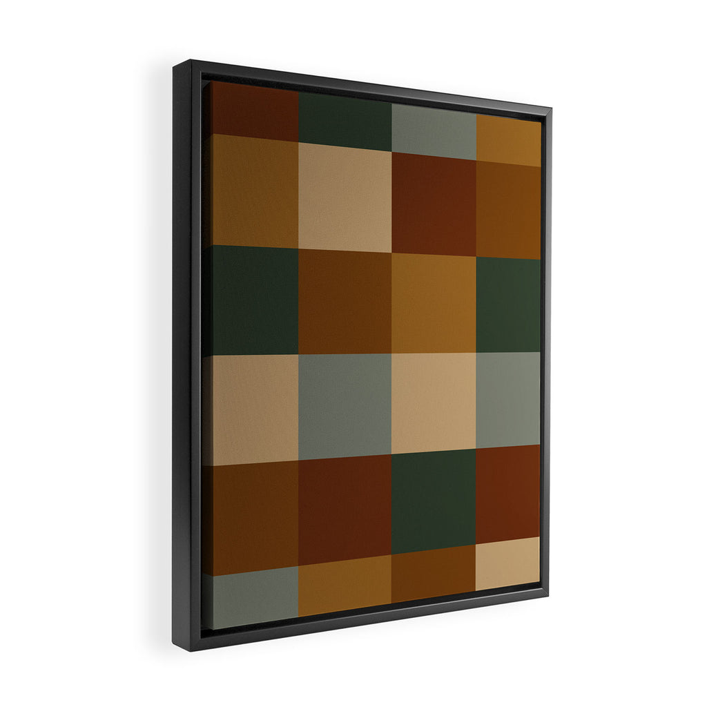 Bold Earthy Checks Pattern - Large VI Framed Canvas Print Gallery Image 2