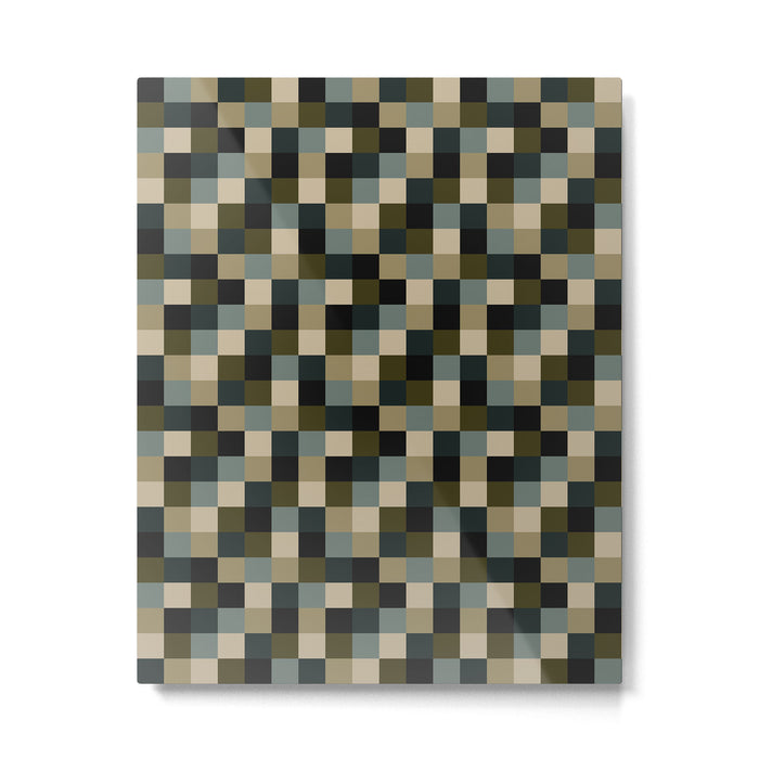 Bold Earthy Checks Pattern - Small IV Metal Print Gallery Image 1
