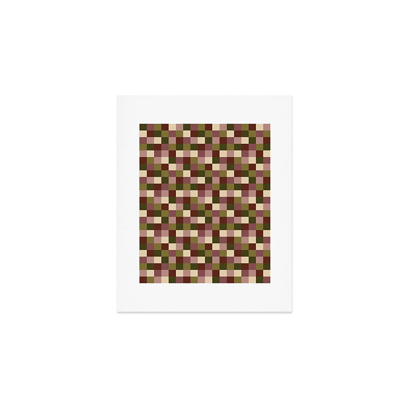 Bold Earthy Checks Pattern - Small V Art Print Gallery Image 1