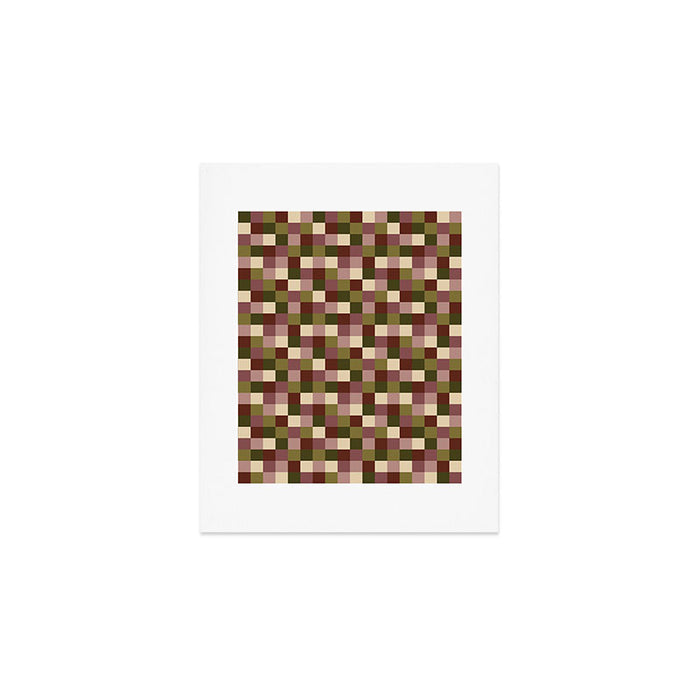 Bold Earthy Checks Pattern - Small V Art Print Gallery Image 1