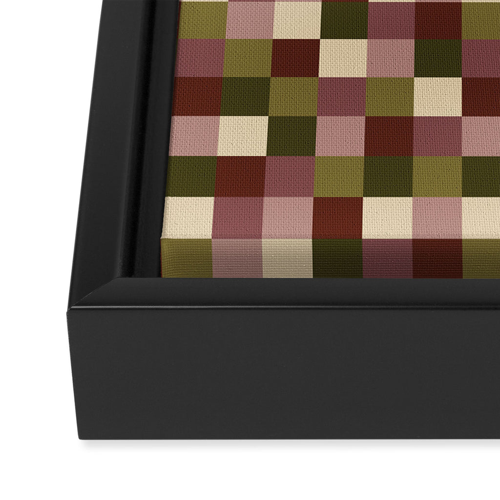 Bold Earthy Checks Pattern - Small V Framed Canvas Print Gallery Image 3
