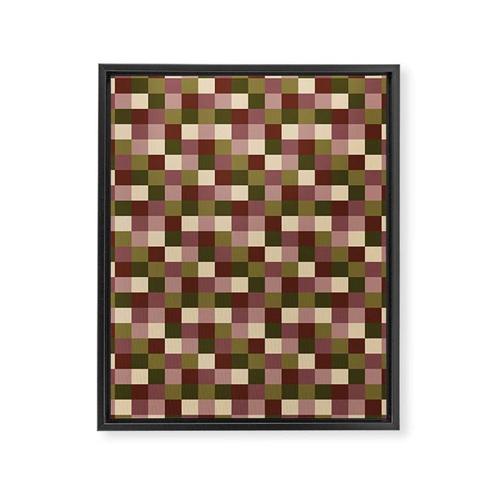 Bold Earthy Checks Pattern - Small V Framed Canvas Print Gallery Image 1