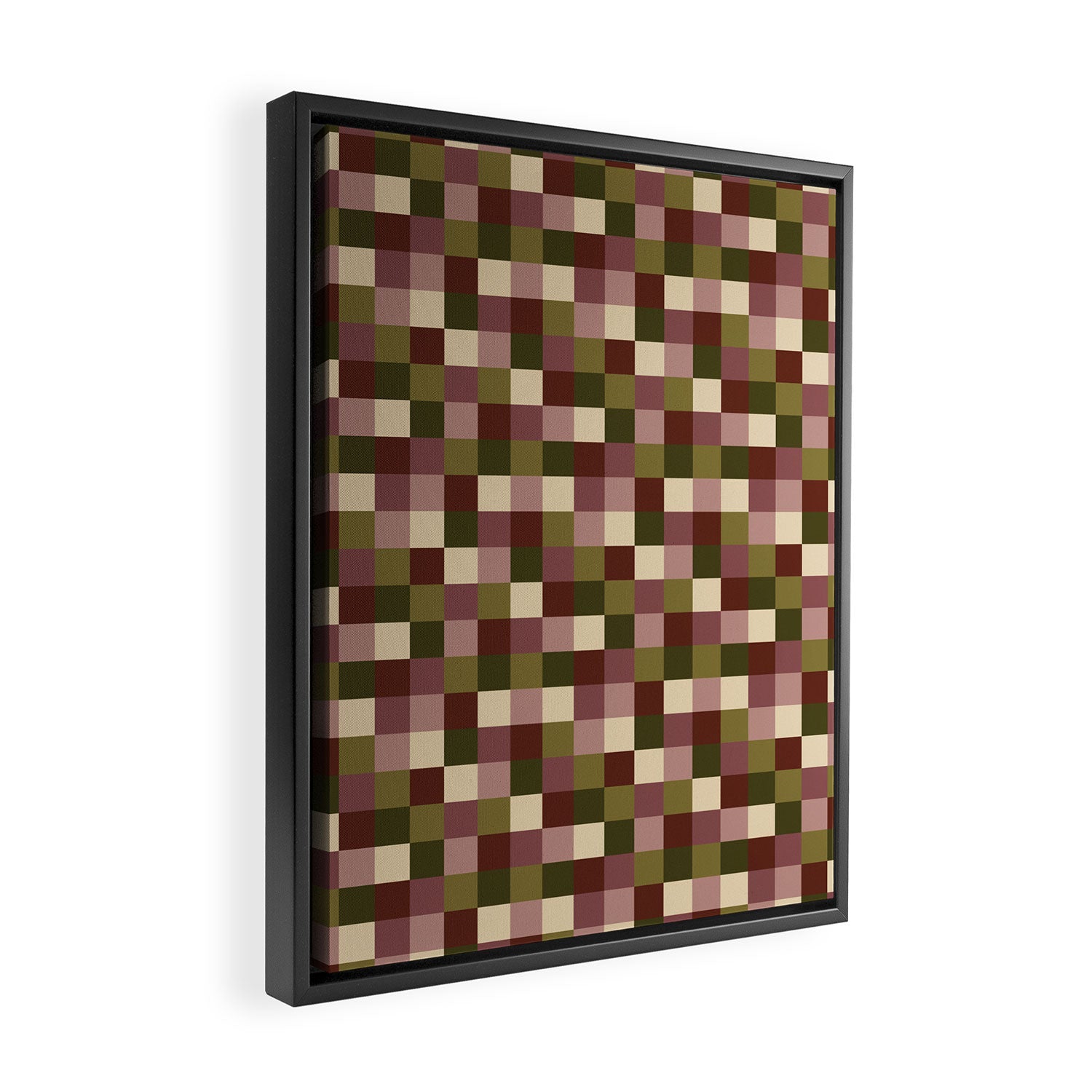 Bold Earthy Checks Pattern - Small V Framed Canvas Print Gallery Image 2