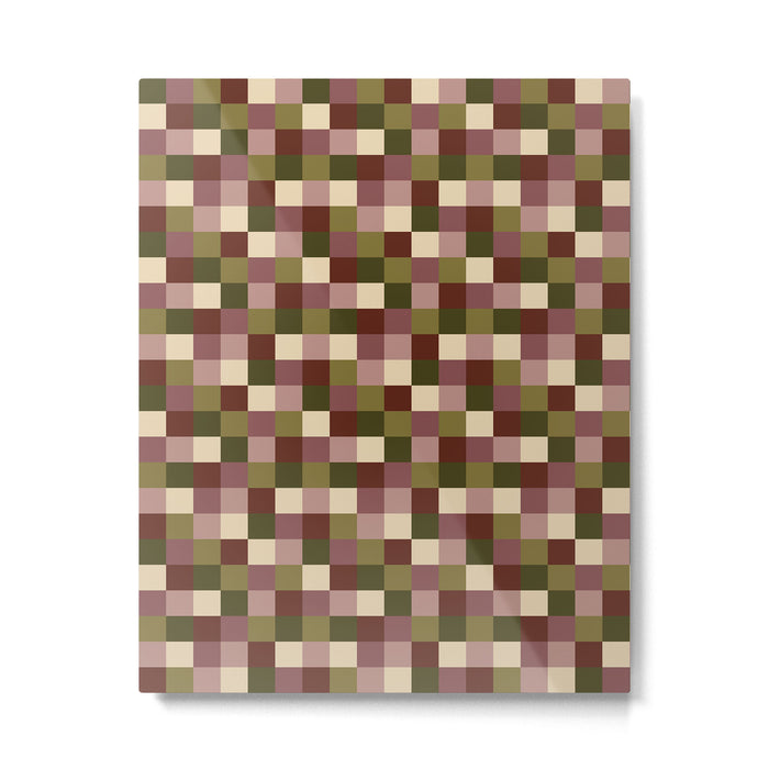 Bold Earthy Checks Pattern - Small V Metal Print Gallery Image 1