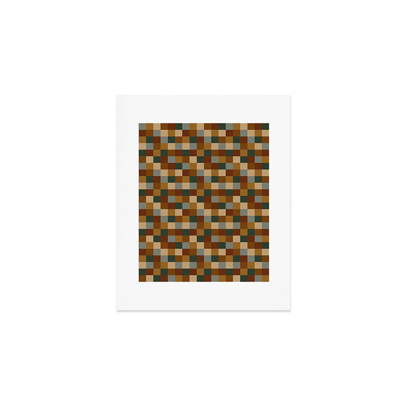 Bold Earthy Checks Pattern - Small VI Art Print Gallery Image 1