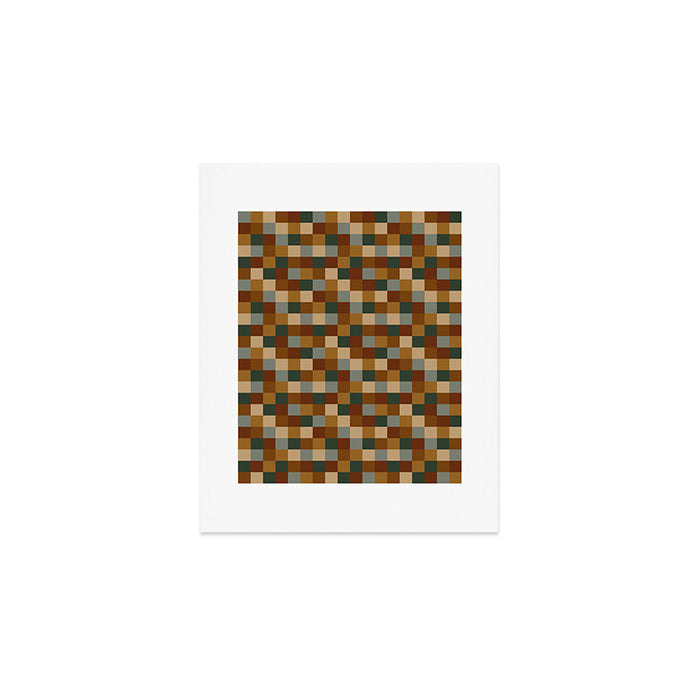 Bold Earthy Checks Pattern - Small VI Art Print Gallery Image 1