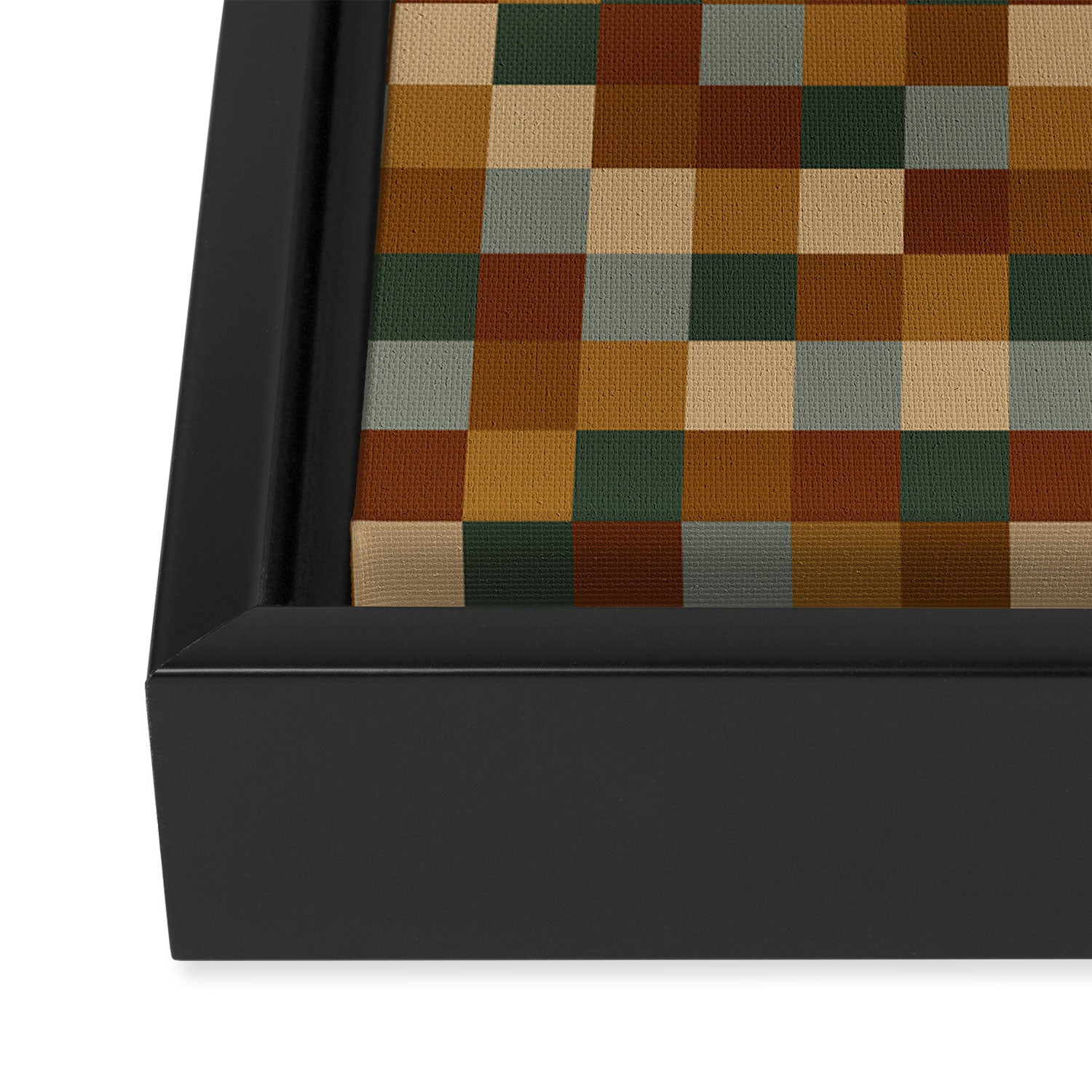 Bold Earthy Checks Pattern - Small VI Framed Canvas Print Gallery Image 3