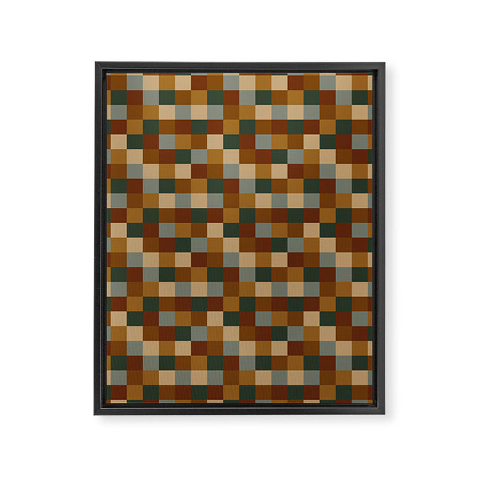 Bold Earthy Checks Pattern - Small VI Framed Canvas Print Gallery Image 1