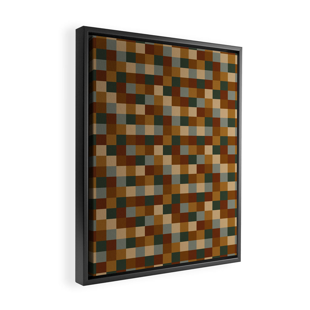 Bold Earthy Checks Pattern - Small VI Framed Canvas Print Gallery Image 2